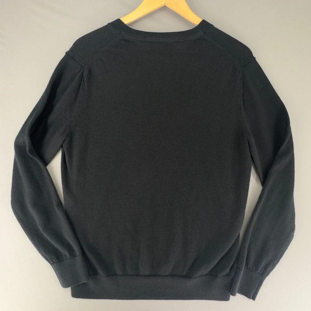 Banana Republic Womens Merino Wool V-Neck Sweater Navy Black M 593245-02